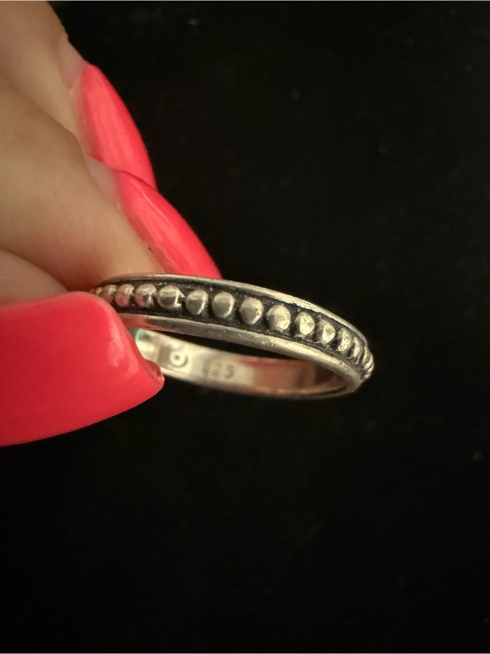 925 Sterling Silver Beaded Stackable Ring - band